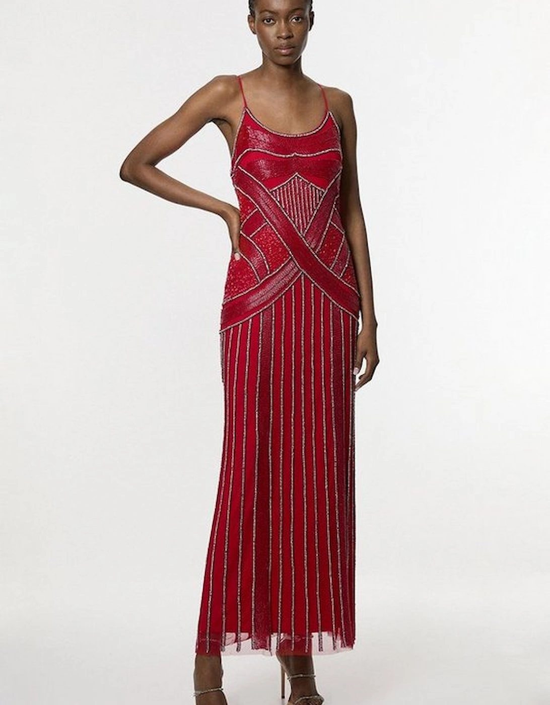 Petite Crystal Beaded Strappy Woven Maxi Dress, 2 of 1