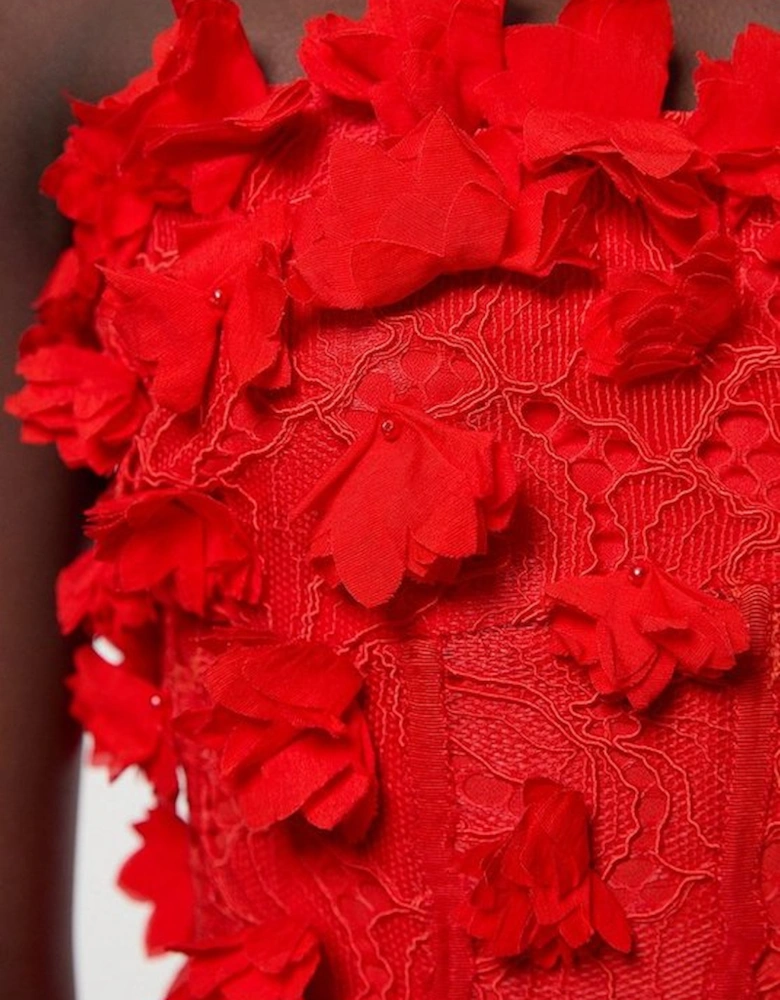 Petite Applique Lace Corset Woven Mini Dress