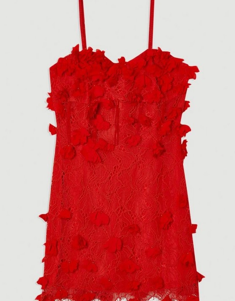Petite Applique Lace Corset Woven Mini Dress