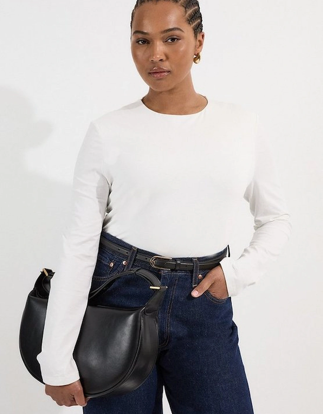 Plus Size Stretch Cotton Crew Neck Long Sleeve Top, 5 of 4
