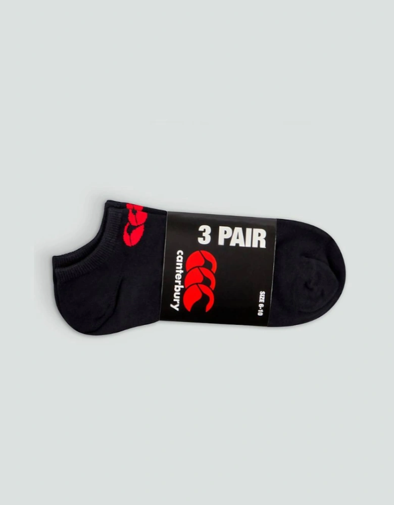 Men's Adult Unisex Trainer Liners 3-Pack Black/Red