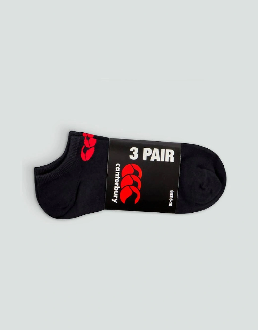 Men's Adult Unisex Trainer Liners 3-Pack Black/Red