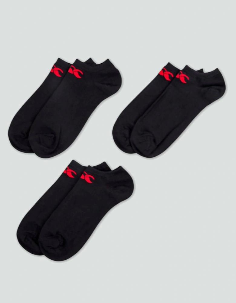 Men's Adult Unisex Trainer Liners 3-Pack Black/Red