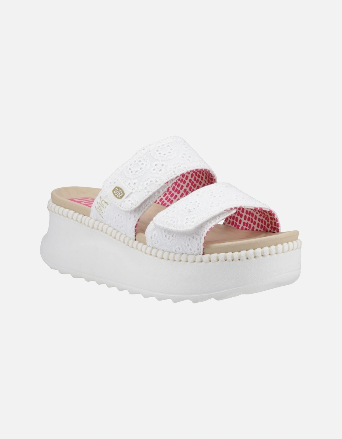 HEYDUDE Delray Slide Eyelet Cotton Women's White Sandals, 10 of 9