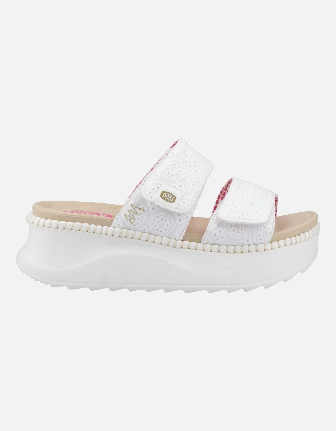 HEYDUDE Delray Slide Eyelet Cotton Women's White Sandals