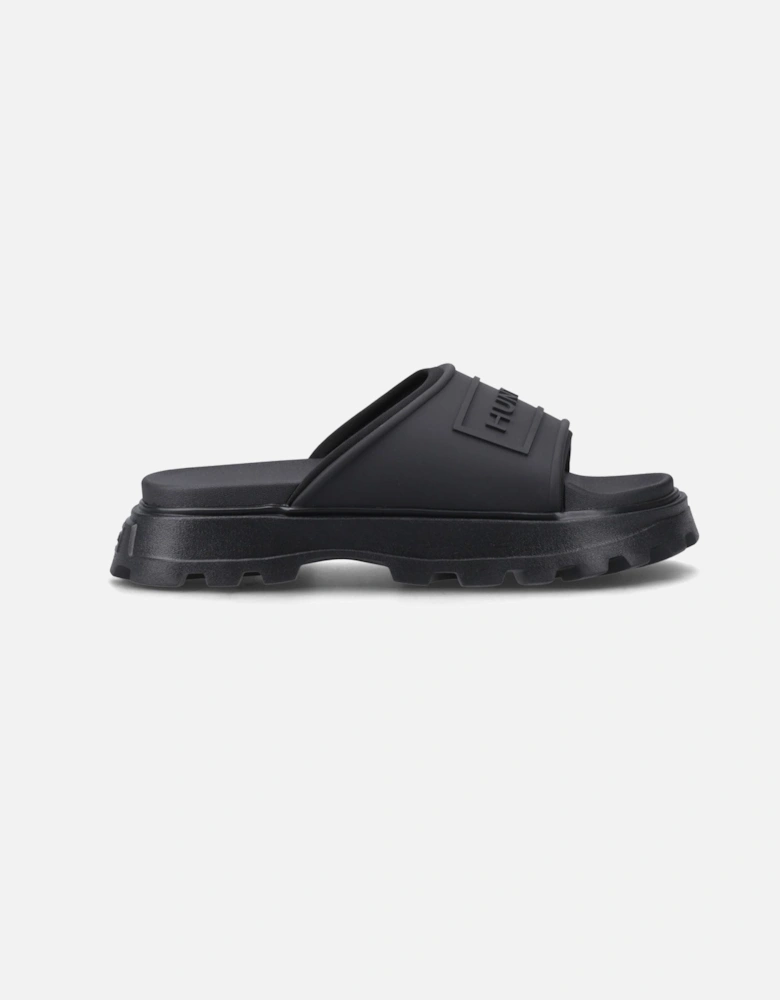 Moulded Stacked Slider Polyester Women's Black Slides