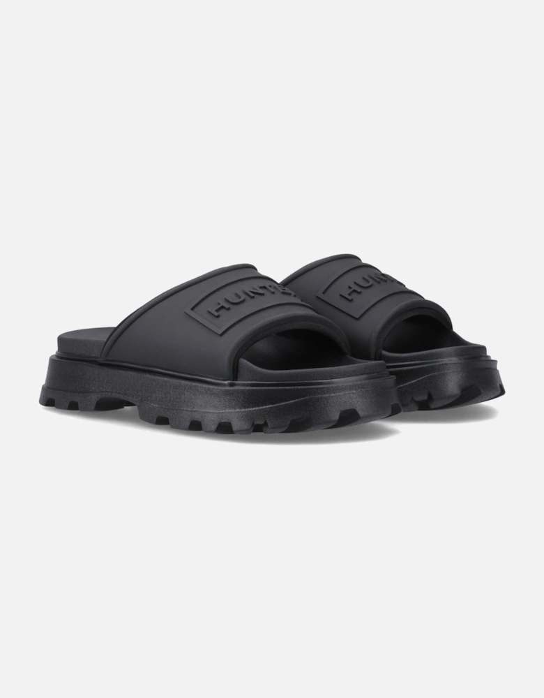 Moulded Stacked Slider Polyester Women's Black Slides