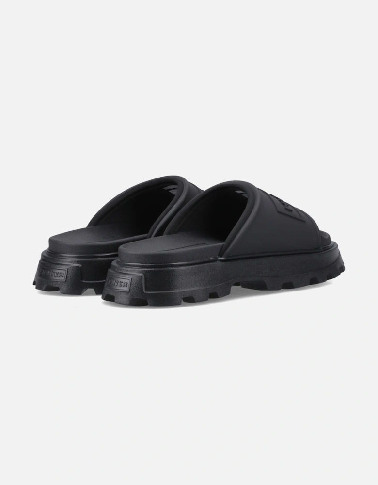 Moulded Stacked Slider Polyester Women's Black Slides