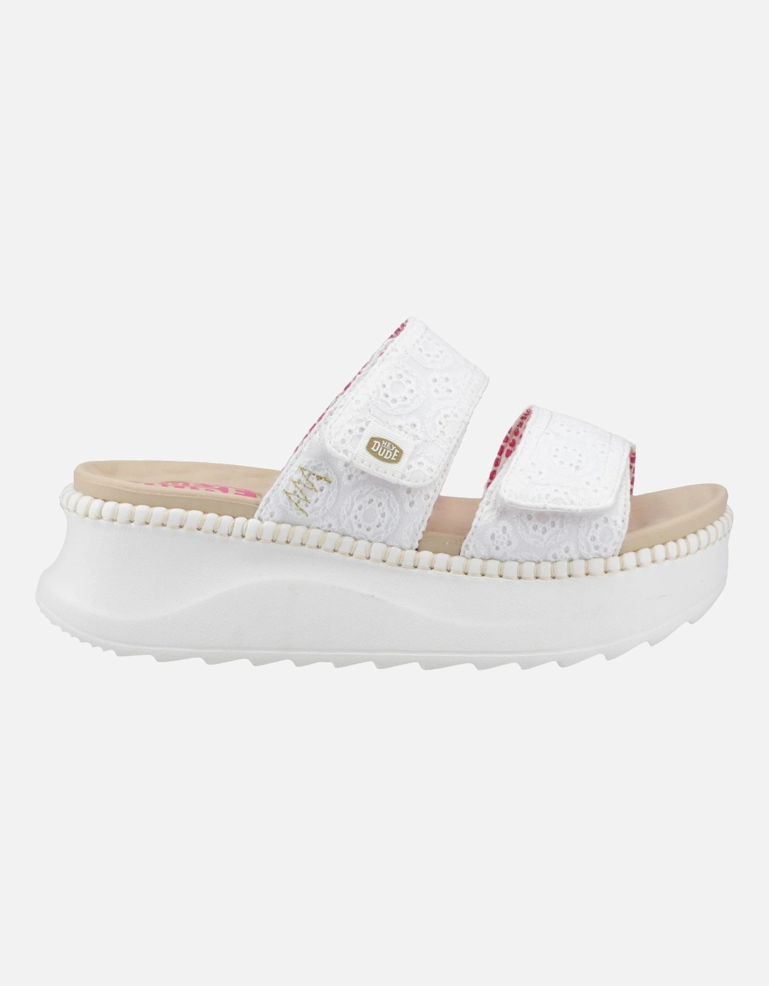 HEYDUDE Delray Slide Eyelet Cotton Women's White Sandals