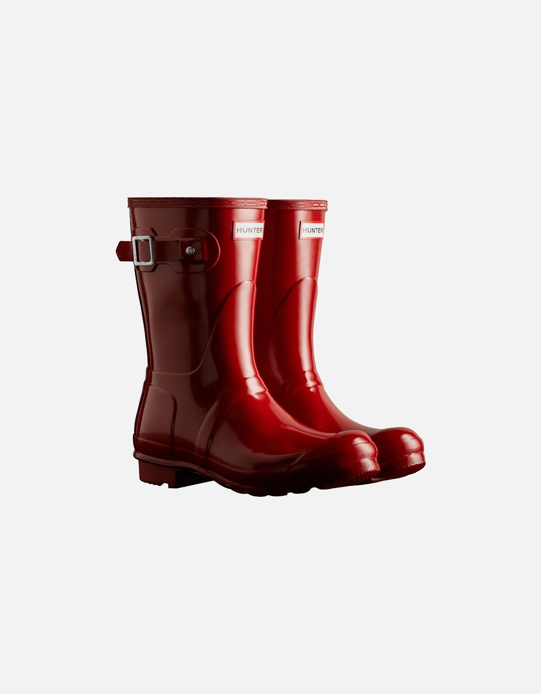 Hunter Women's Red Original Short Gloss Rubber Military Wellington Boots - : 5 Size 5