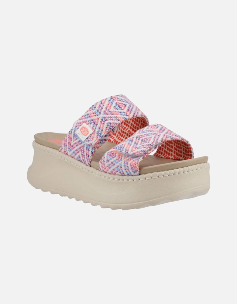 HEYDUDE Delray Slide Surf Baja Polyester Blend Women's Blue/Pink/Multi Sandals