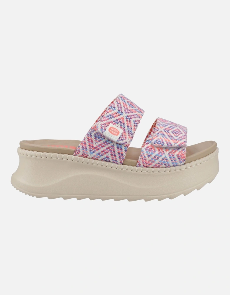 HEYDUDE Delray Slide Surf Baja Polyester Blend Women's Blue/Pink/Multi Sandals