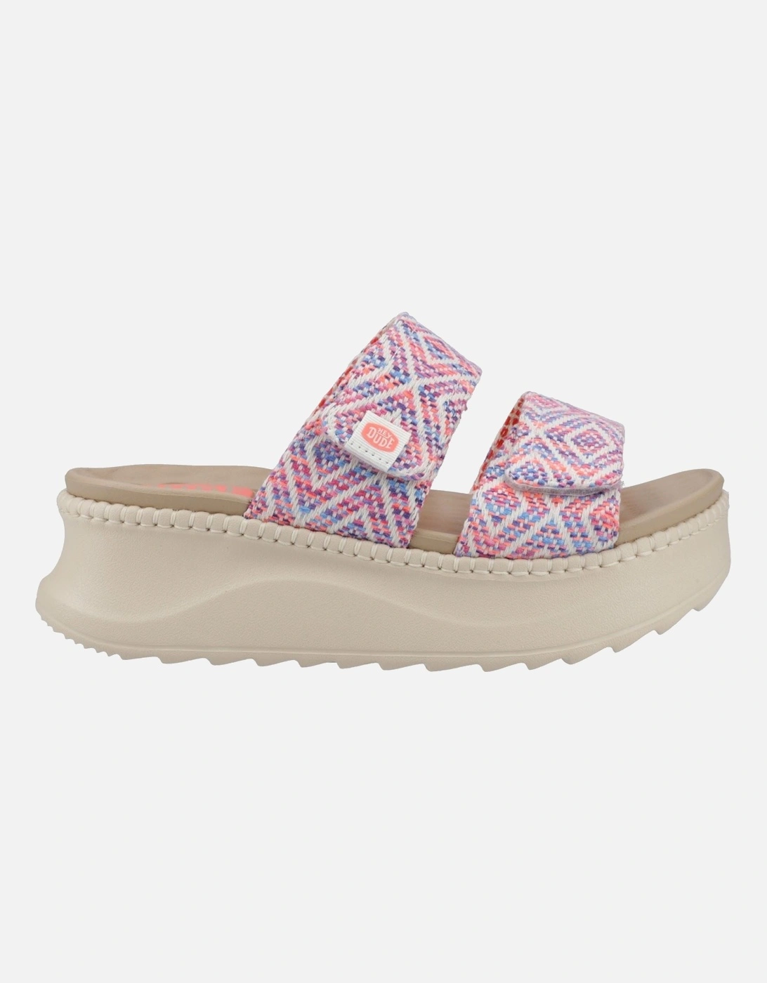 HEYDUDE Delray Slide Surf Baja Polyester Blend Women's Blue/Pink/Multi Sandals
