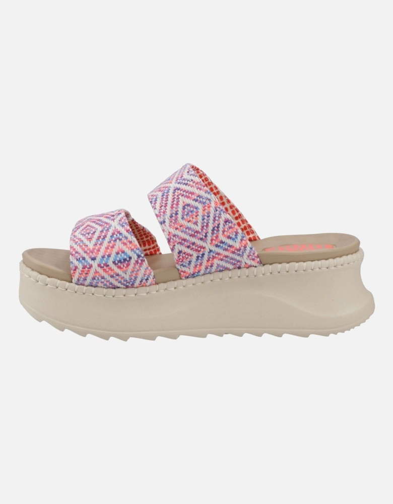 HEYDUDE Delray Slide Surf Baja Polyester Blend Women's Blue/Pink/Multi Sandals