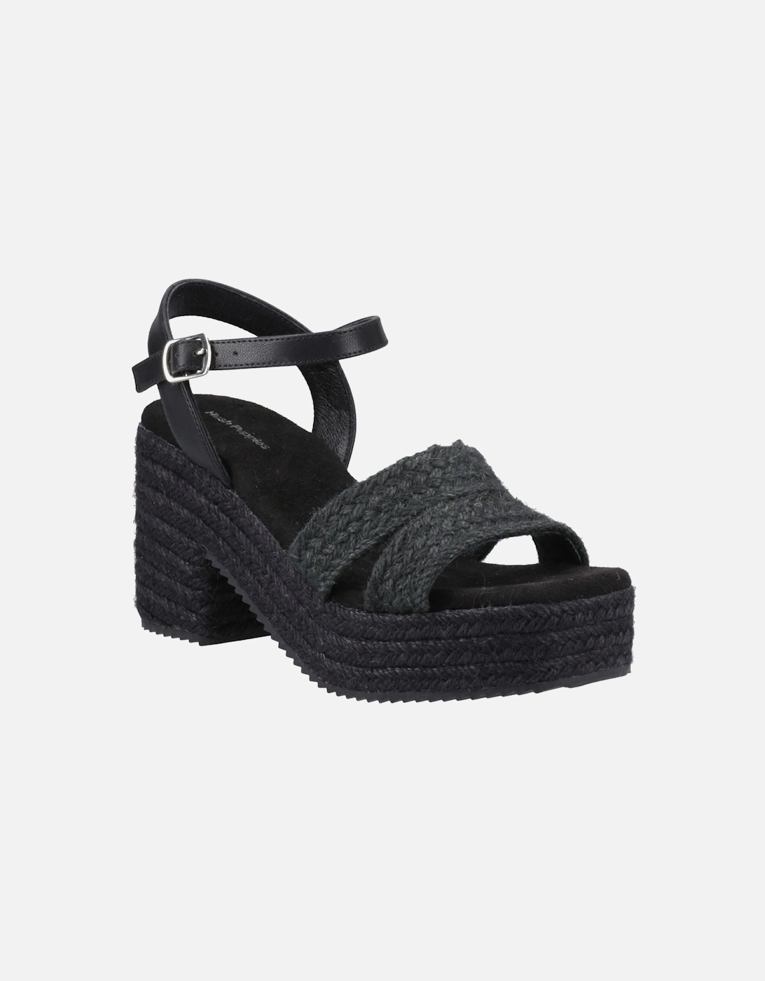 Jamelia Espadrille Heel Textile Women's Black Sandals, 6 of 5