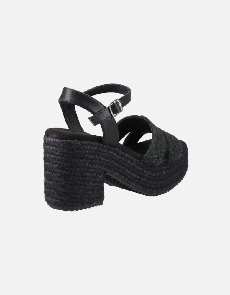 Jamelia Espadrille Heel Textile Women's Black Sandals