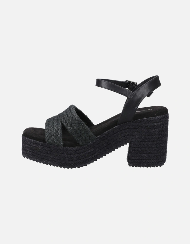 Jamelia Espadrille Heel Textile Women's Black Sandals