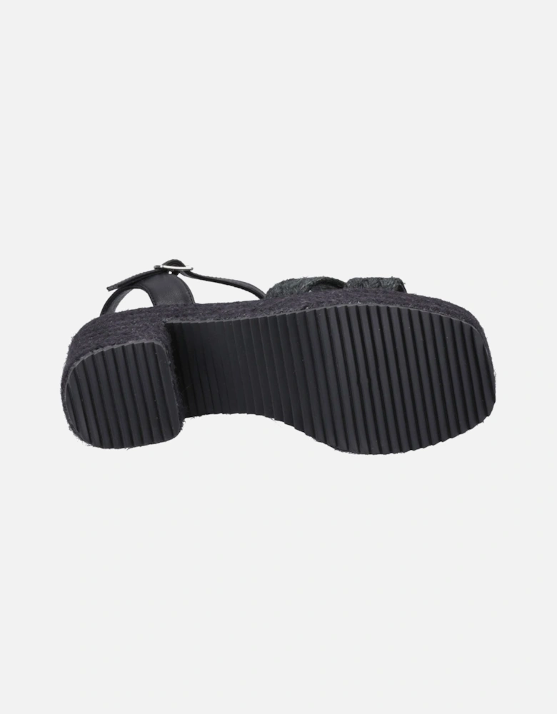 Jamelia Espadrille Heel Textile Women's Black Sandals