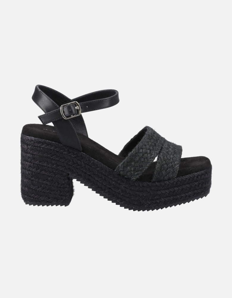 Jamelia Espadrille Heel Textile Women's Black Sandals
