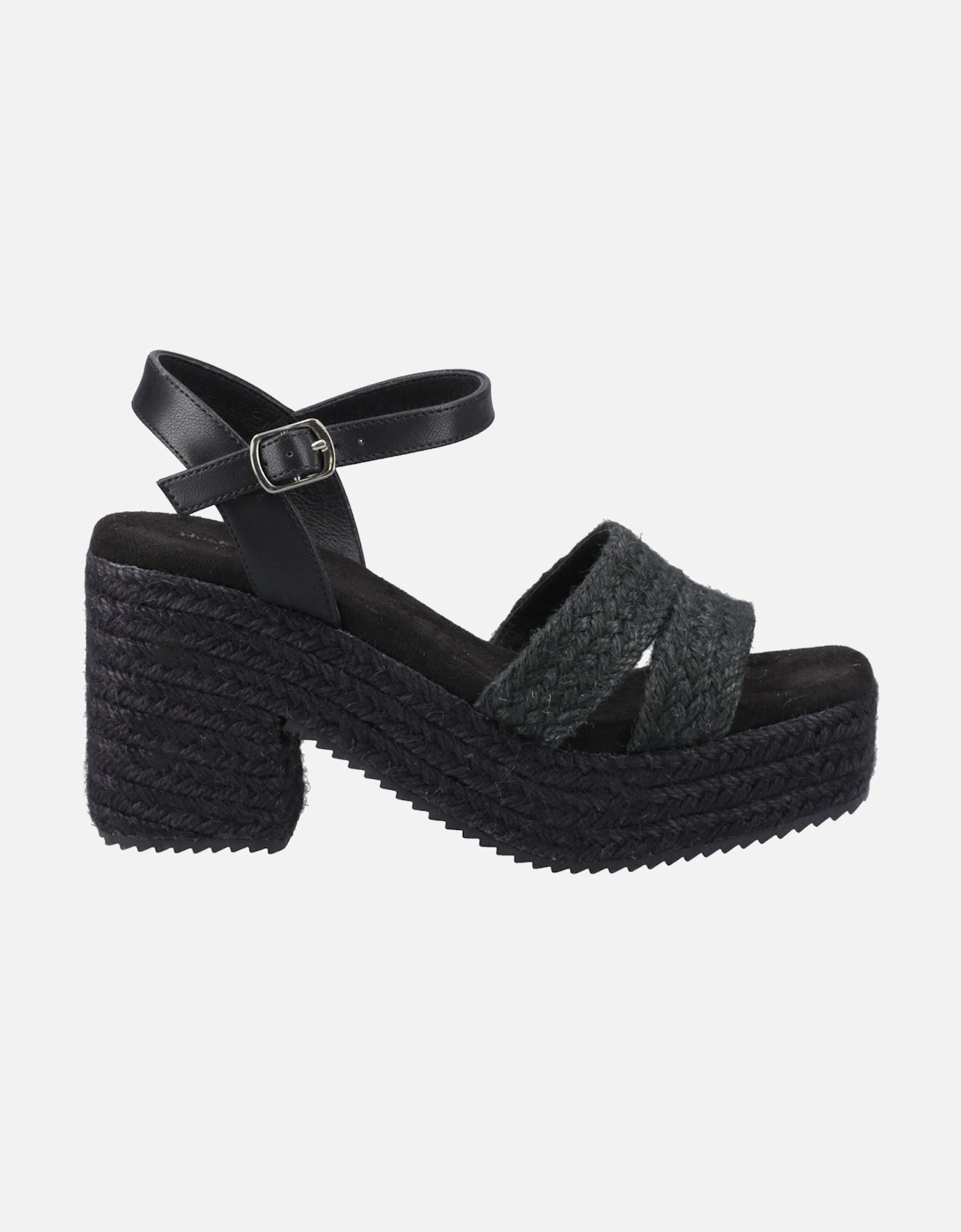Jamelia Espadrille Heel Textile Women's Black Sandals