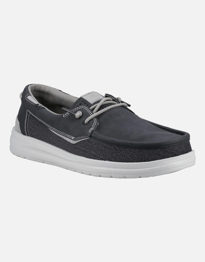 HEYDUDE Welsh Grip Classic Mesh Cotton Blend Men's Black/Storm Gray Boat Shoes