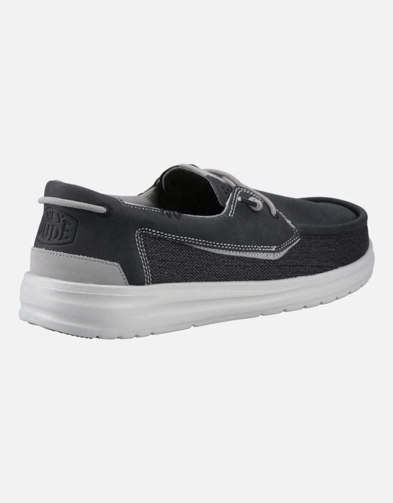 HEYDUDE Welsh Grip Classic Mesh Cotton Blend Men's Black/Storm Gray Boat Shoes