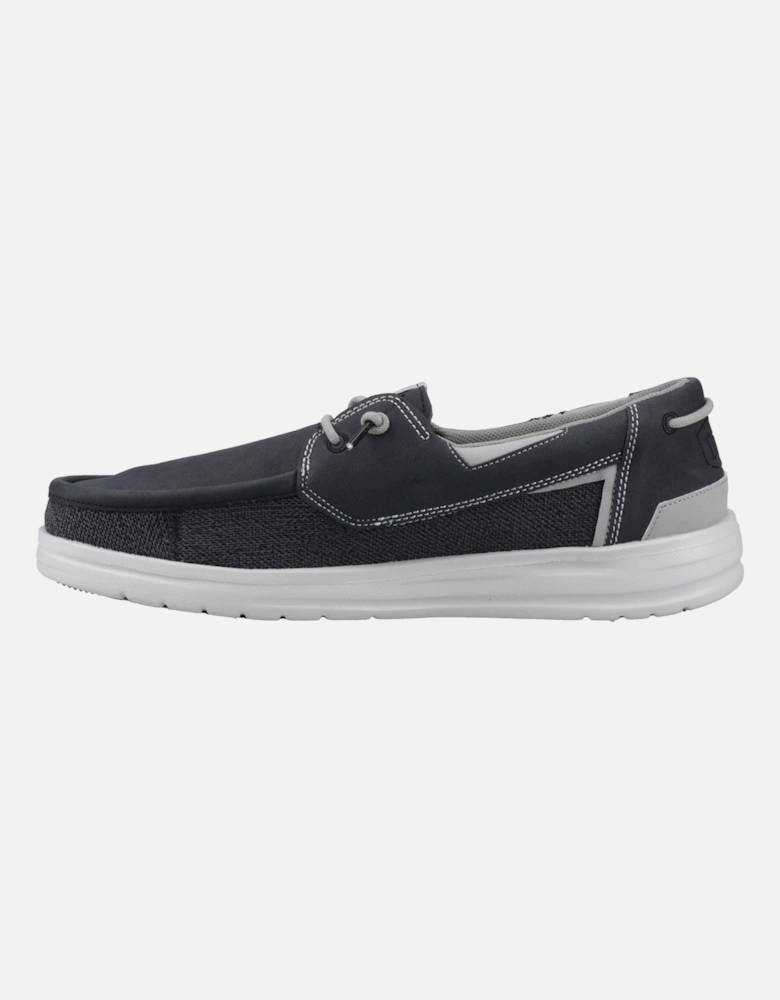 HEYDUDE Welsh Grip Classic Mesh Cotton Blend Men's Black/Storm Gray Boat Shoes