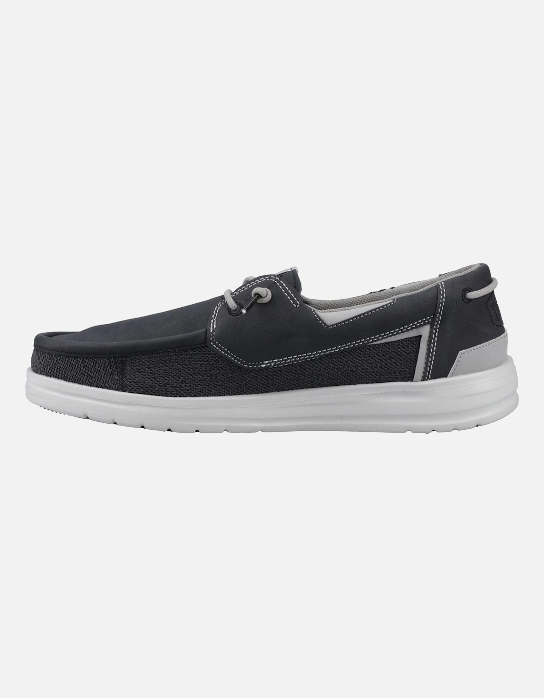 HEYDUDE Welsh Grip Classic Mesh Cotton Blend Men's Black/Storm Gray Boat Shoes