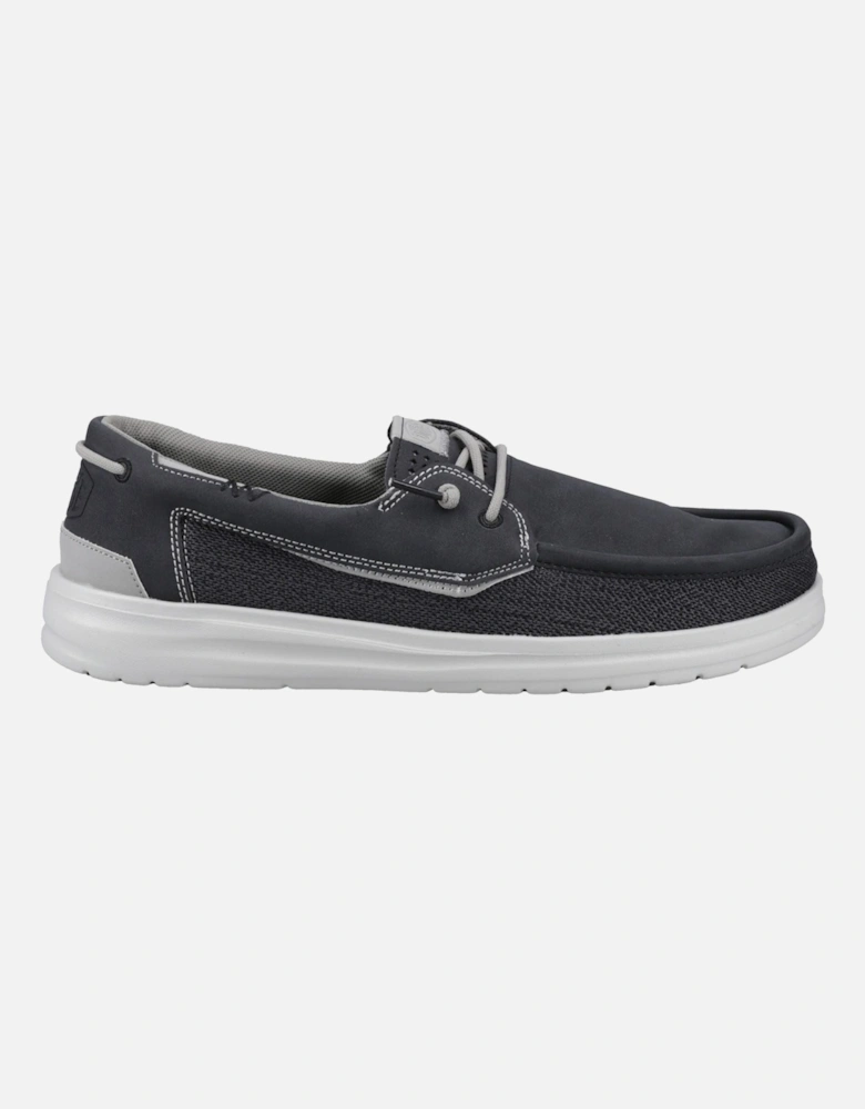 HEYDUDE Welsh Grip Classic Mesh Cotton Blend Men's Black/Storm Gray Boat Shoes