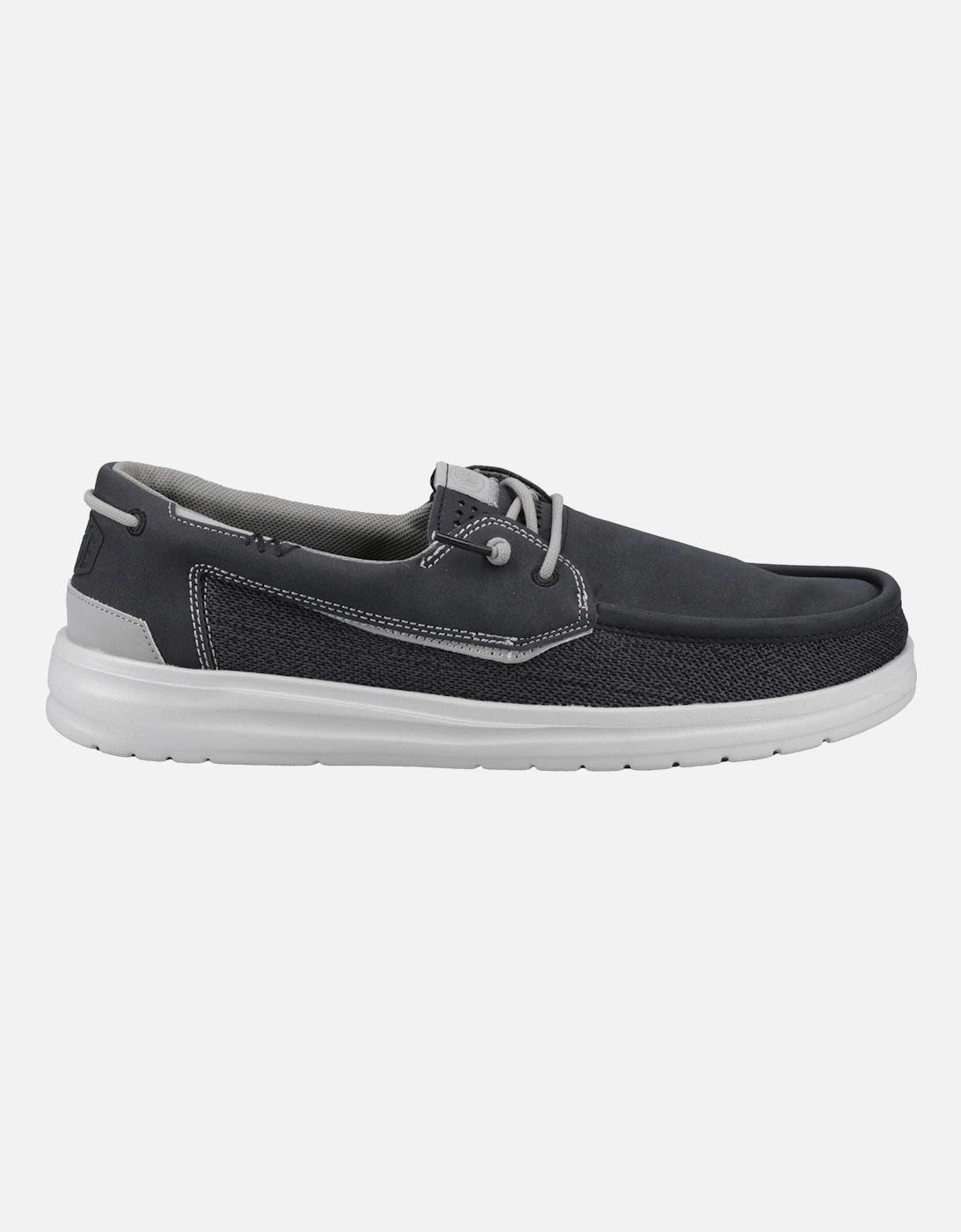 HEYDUDE Welsh Grip Classic Mesh Cotton Blend Men's Black/Storm Gray Boat Shoes