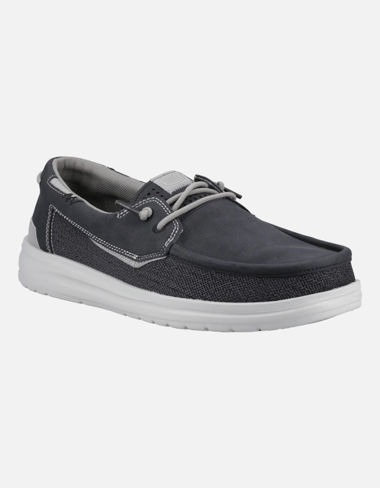HEYDUDE Welsh Grip Classic Mesh Cotton Blend Men's Black/Storm Gray Boat Shoes