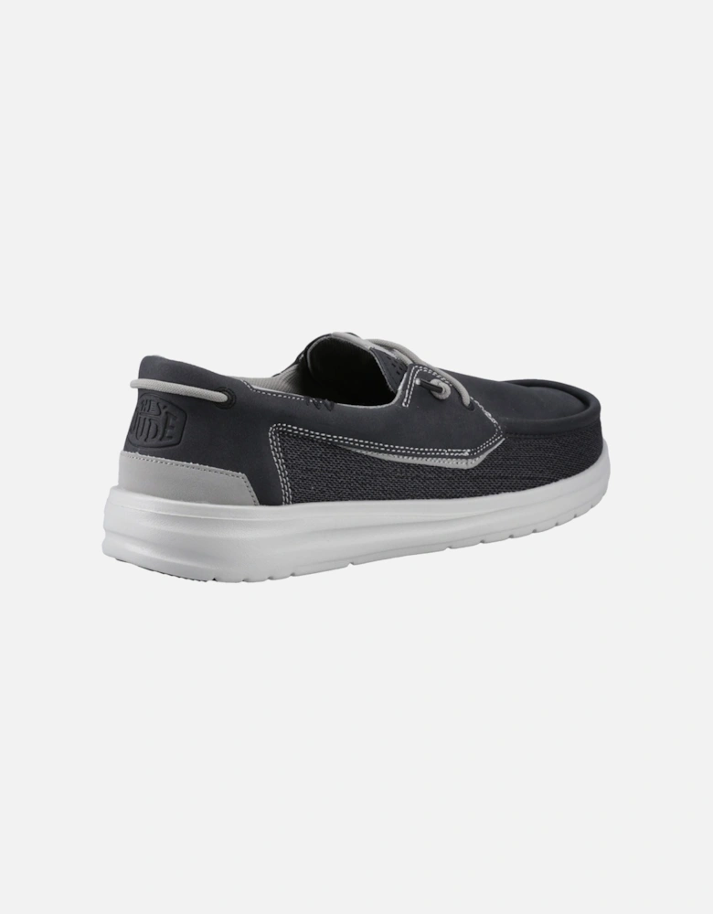 HEYDUDE Welsh Grip Classic Mesh Cotton Blend Men's Black/Storm Gray Boat Shoes