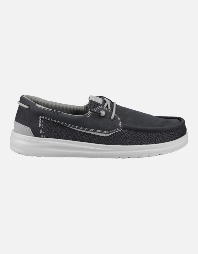 HEYDUDE Welsh Grip Classic Mesh Cotton Blend Men's Black/Storm Gray Boat Shoes