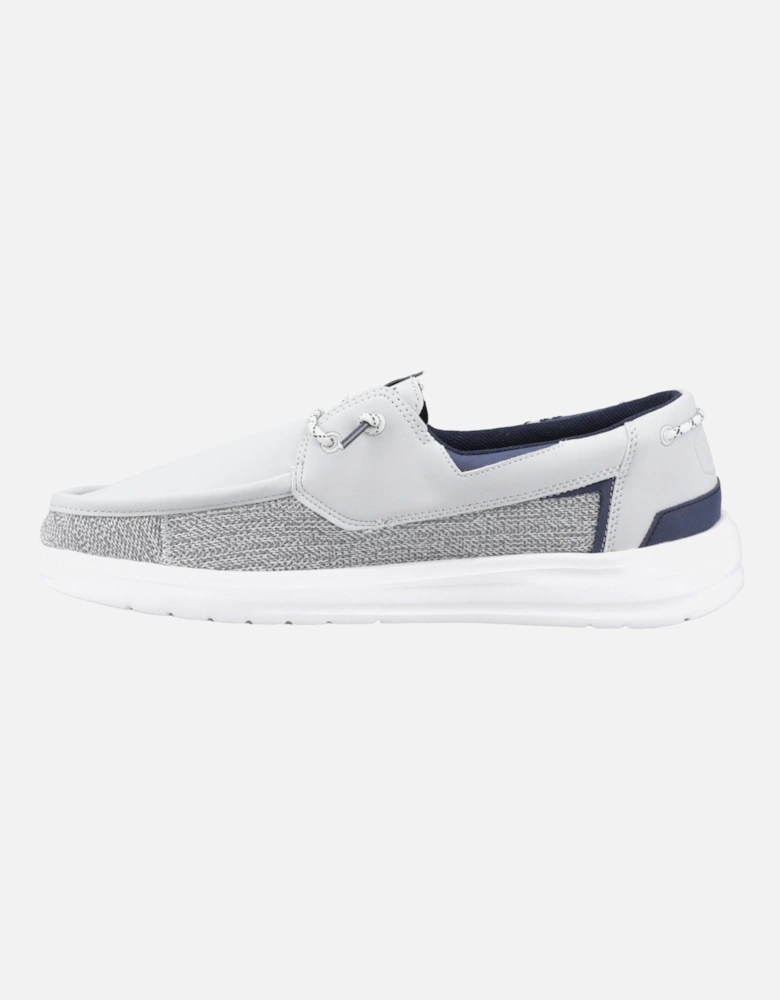 HEYDUDE Welsh Grip Classic Mesh Cotton Blend Men's Storm Gray/Navy Blazer Boat Shoes
