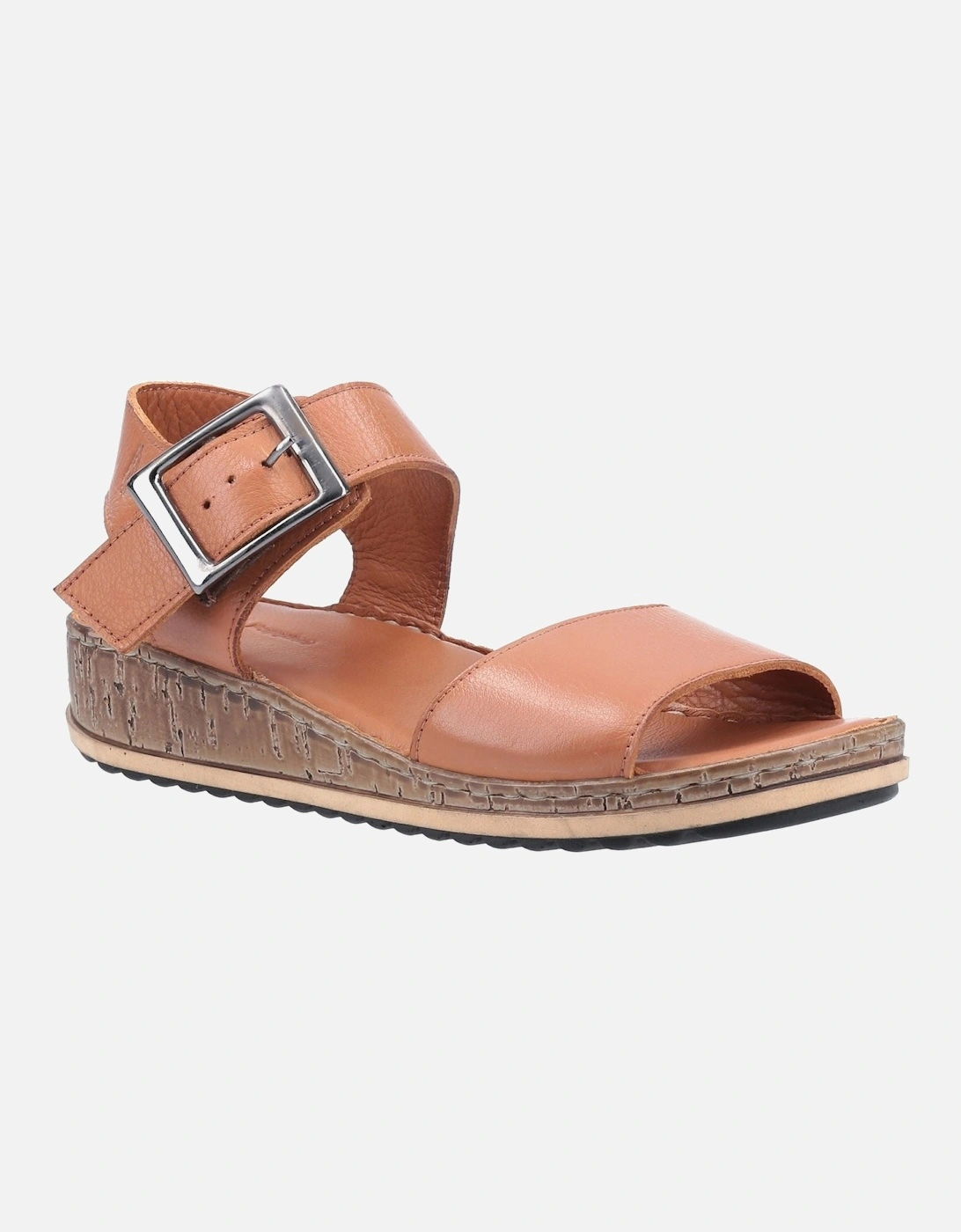 Ellie Wide Leather Women's Tan Sandals, 5 of 4