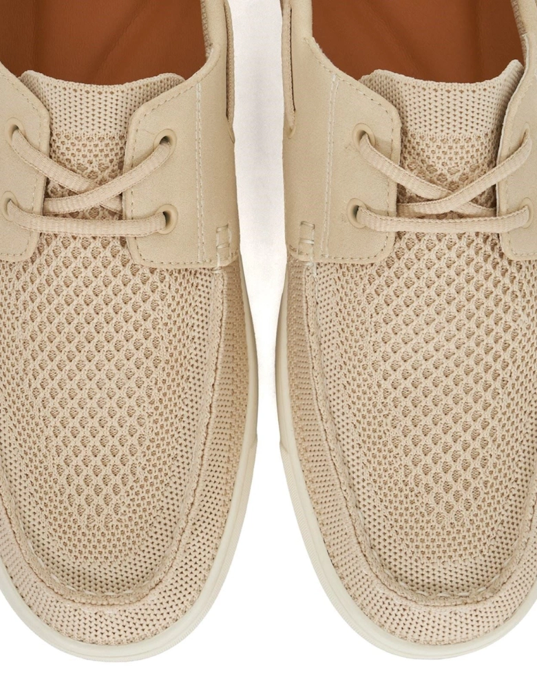 Dune Blaizerss Fabric Men's Cream Boat Shoes