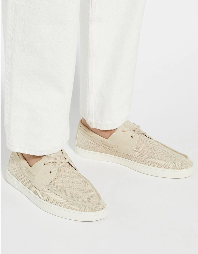 Dune Blaizerss Fabric Men's Cream Boat Shoes