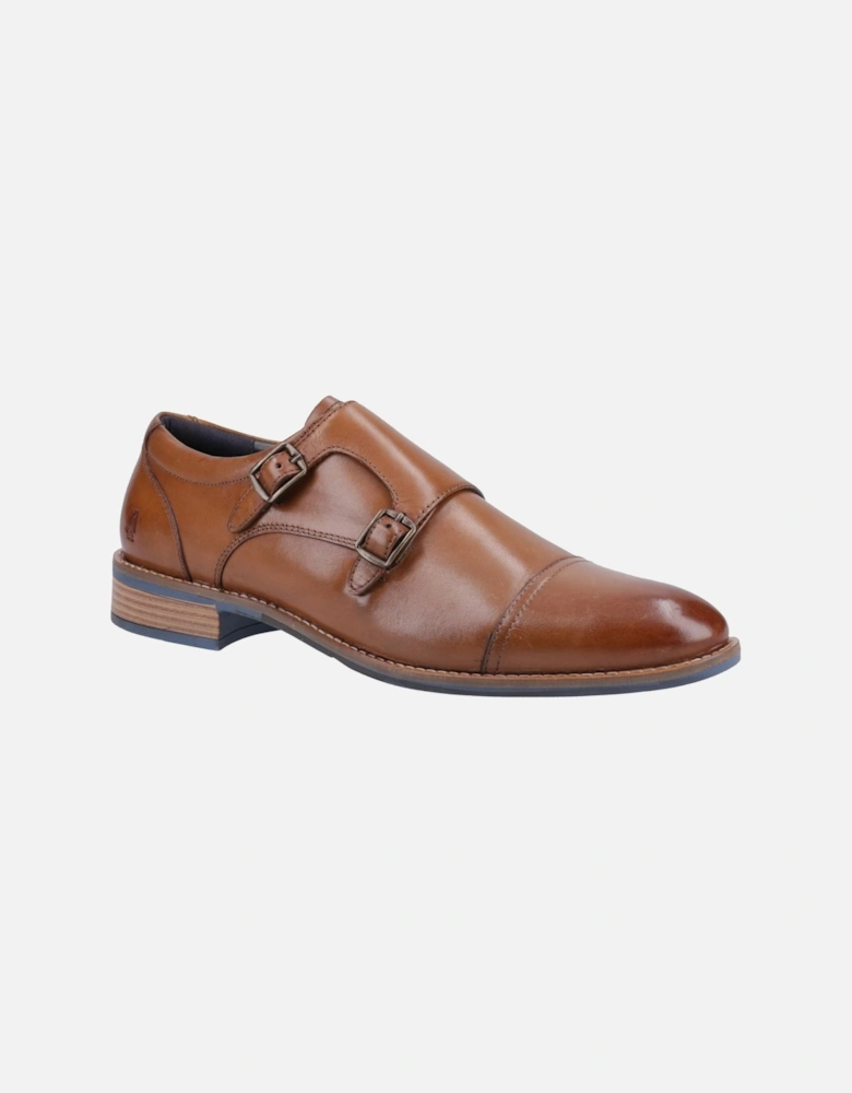 David Leather Men's Tan Double Monk Shoes
