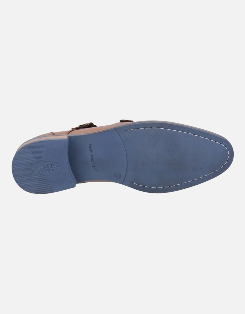 David Leather Men's Tan Double Monk Shoes
