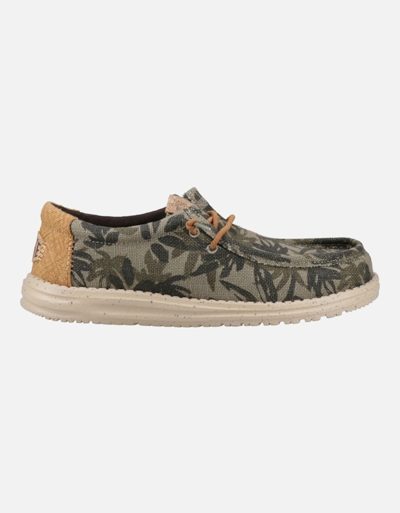 HEYDUDE Wally Palm Jute Jute Men's Burnt Olive/Ginger Brown Moccasins Shoes