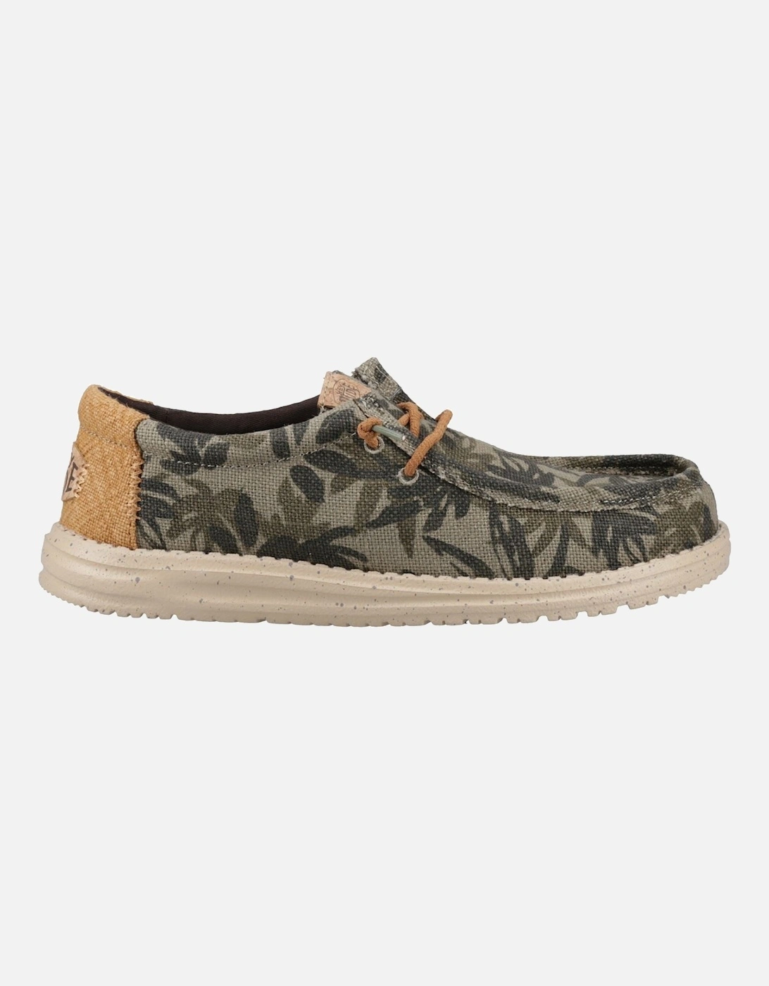 HEYDUDE Wally Palm Jute Jute Men's Burnt Olive/Ginger Brown Moccasins Shoes