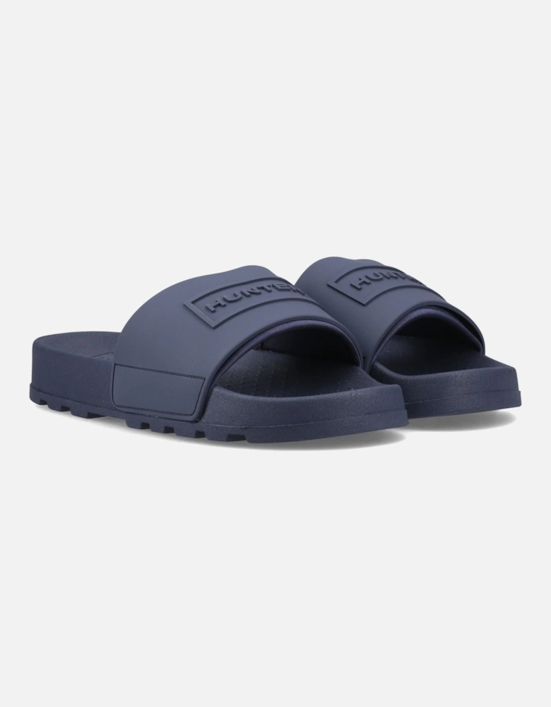 Core Embossed Slider Polyester Navy Slides