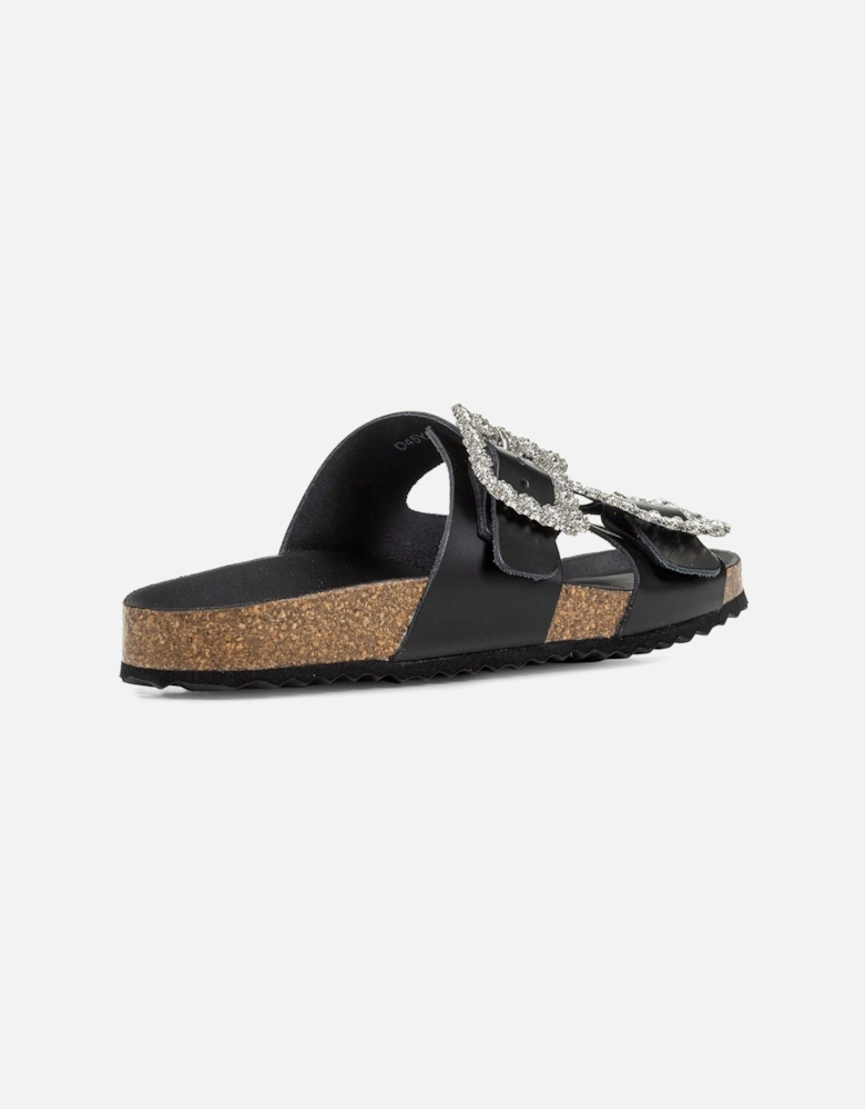 D BRIONIA R Leather Women's Black Sandals