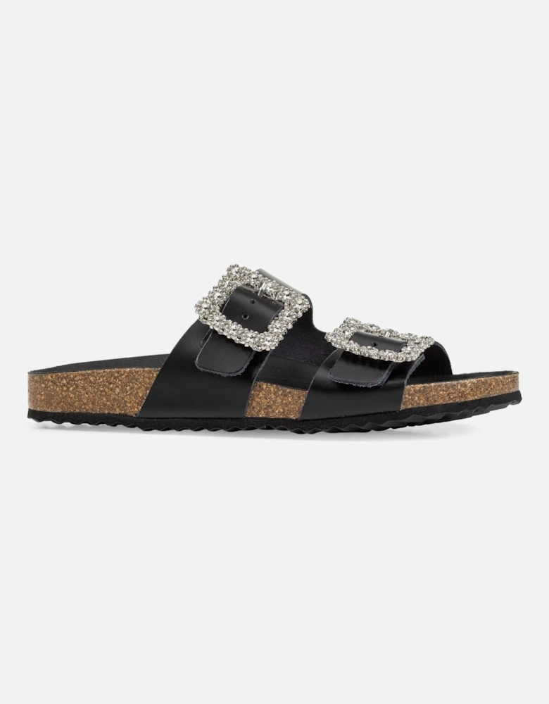 D BRIONIA R Leather Women's Black Sandals