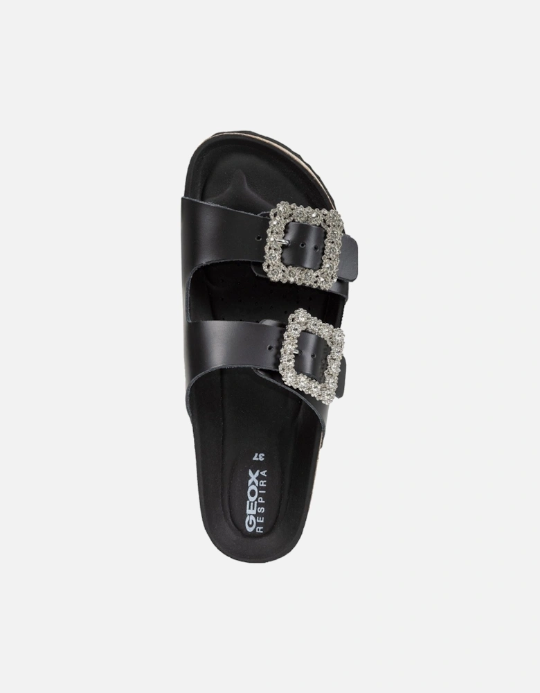 D BRIONIA R Leather Women's Black Sandals