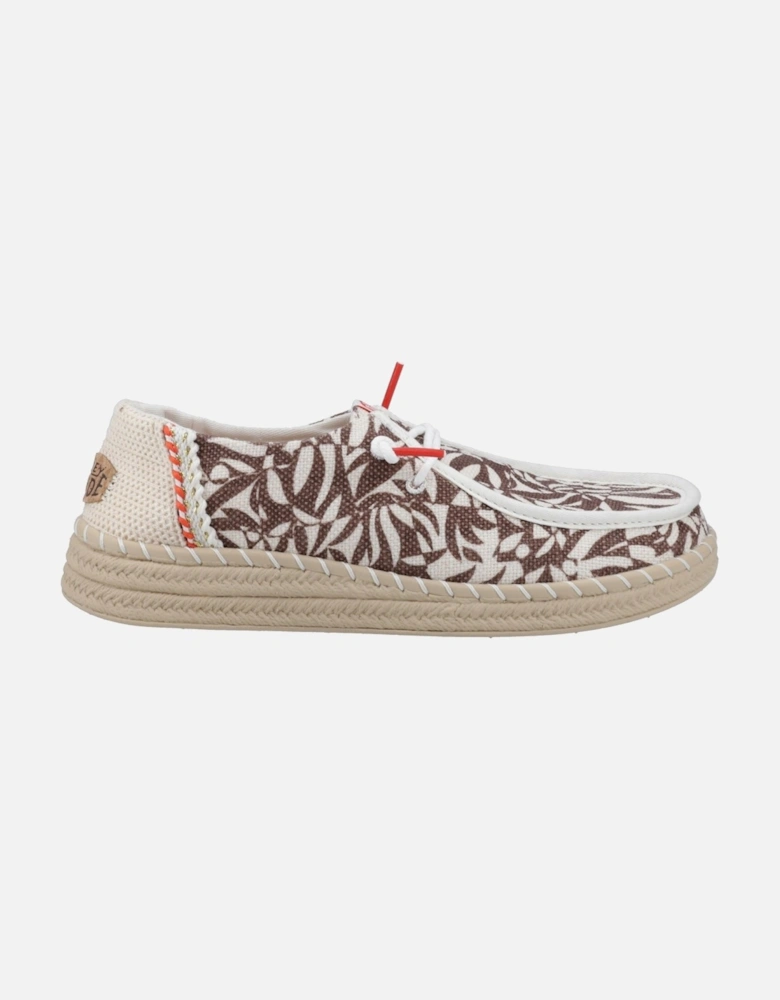 HEYDUDE Wendy Espadrille Retro Palm Cotton Blend Women's Downtown Brown/Egret Espadrilles