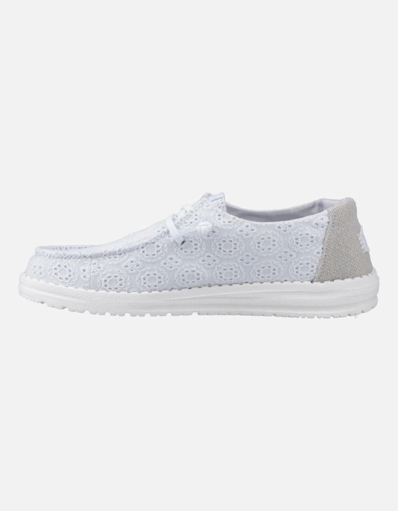 HEYDUDE Wendy Eyelet Lace Cotton Blend Women's Ancient Blue Moccasins Shoes