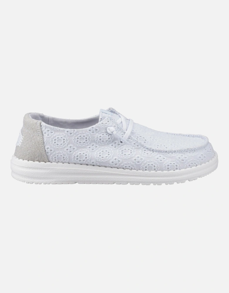 HEYDUDE Wendy Eyelet Lace Cotton Blend Women's Ancient Blue Moccasins Shoes