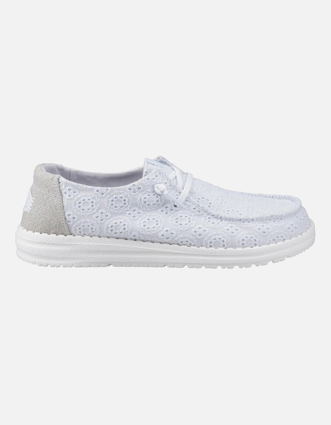 HEYDUDE Wendy Eyelet Lace Cotton Blend Women's Ancient Blue Moccasins Shoes