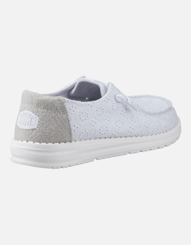 HEYDUDE Wendy Eyelet Lace Cotton Blend Women's Ancient Blue Moccasins Shoes